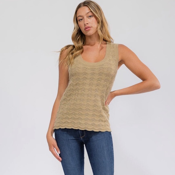 Hem & Thread Tops - Hem & Thread Beige Knit Tank Top
